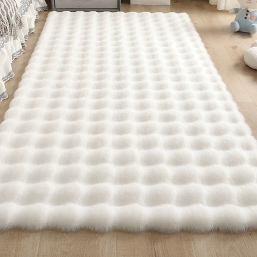 Creamy Wind Bubble Fleece Rug Plush Mat Bedroom Bedside Rug Living Room Sofa Balcony Cushion Hatroom Rabbit Fur Mat
