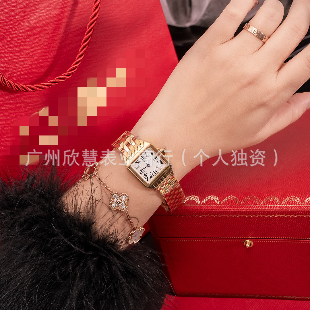 fashionable classic retro square quartz women's watch stainless…