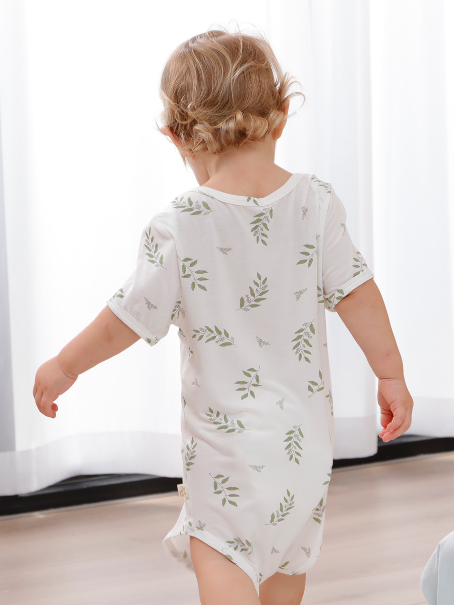 Bebé fresco de bambú algodón vaina ropa verano niños y niñas bebé aire acondicionado ropa delgada manga corta mameluco mono mameluco