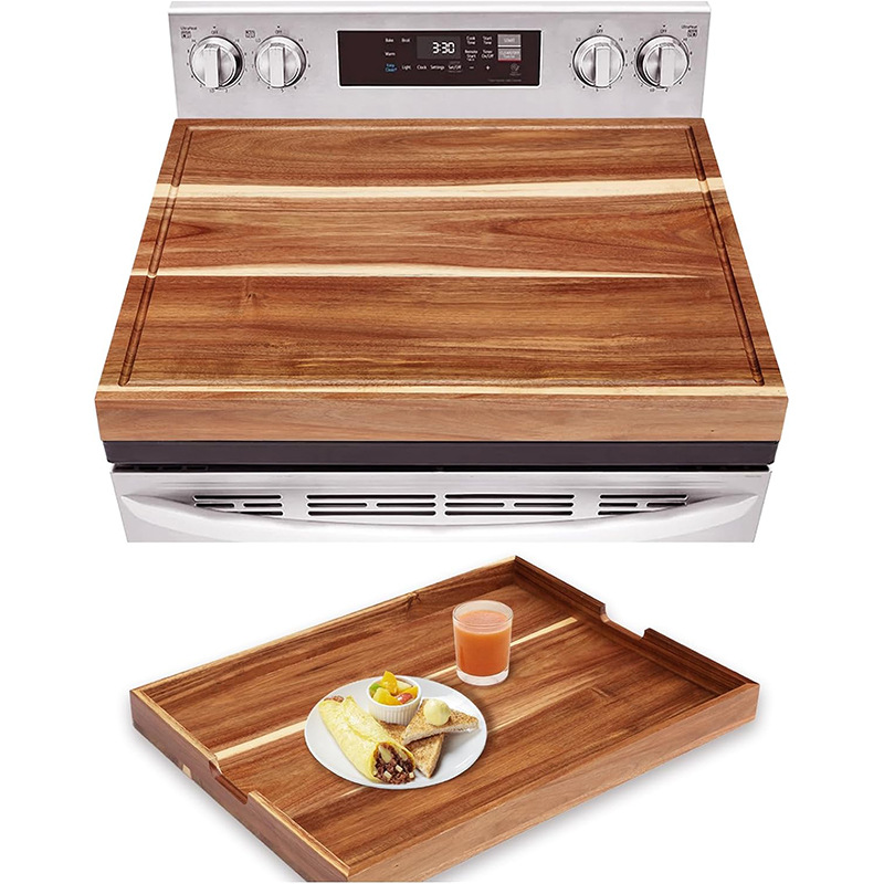 Noodle Board Furnace Cover Gas Stove Household Panel Thickened Cutting Board with Juice Slot Acacia Wood Thickened Cutting Board