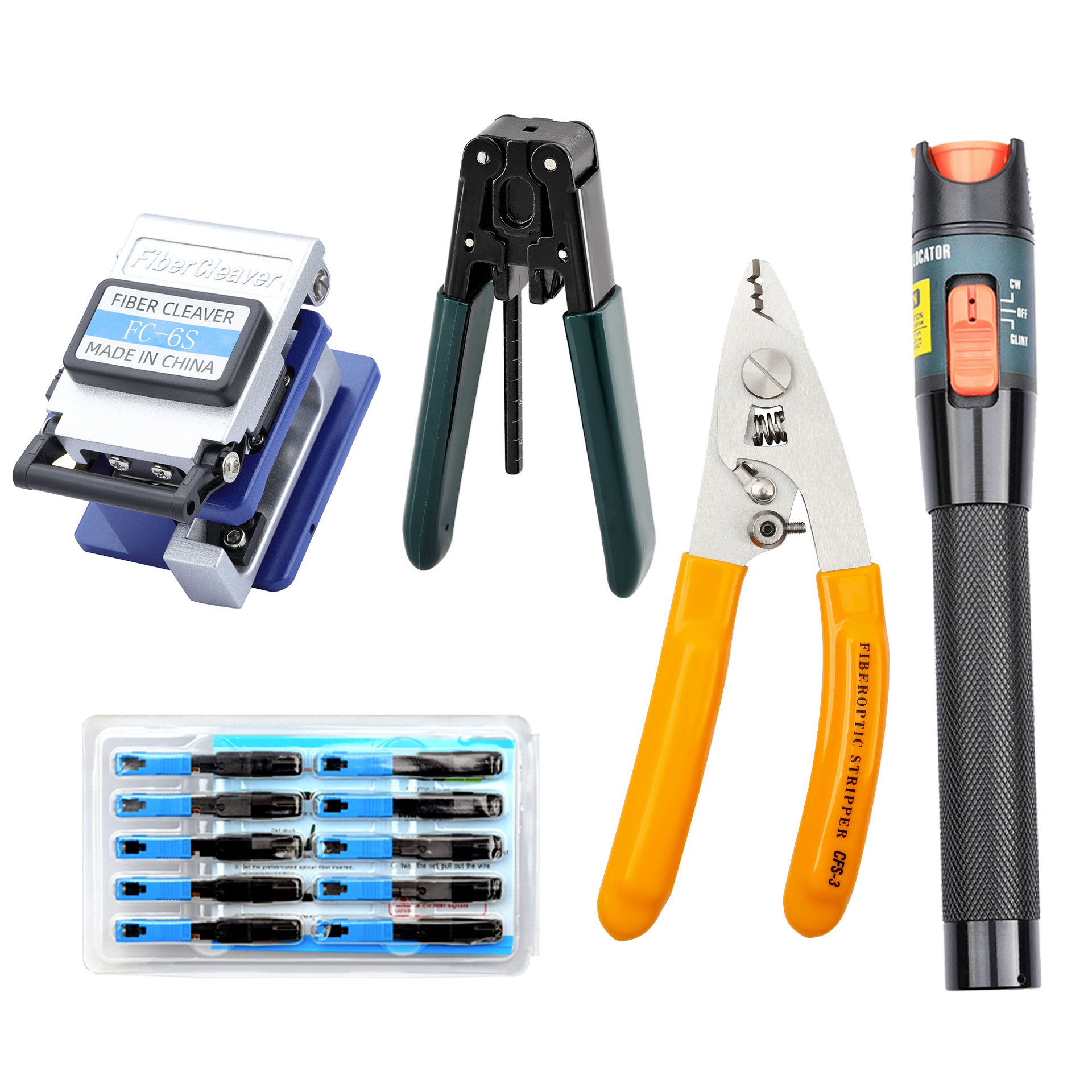 Cutting knife + stripping device + stainless steel three-port wire stripper +10mW red light pen +10 cold connectors