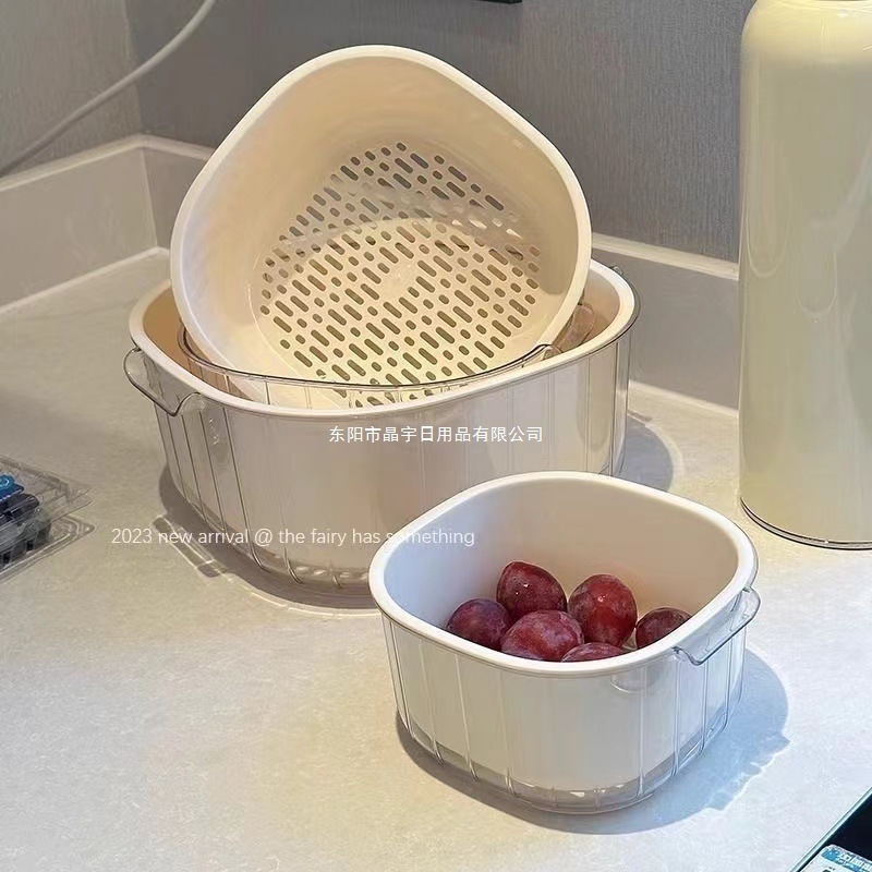 シンク二層排水バスケットキッチン用品リビングルームティーホームフルーツプレートバスケットシンクバスケット|undefined