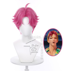【绿箩】 猎魔女团 沙加男孩 艾比 cos假发 头皮顶粉色短发