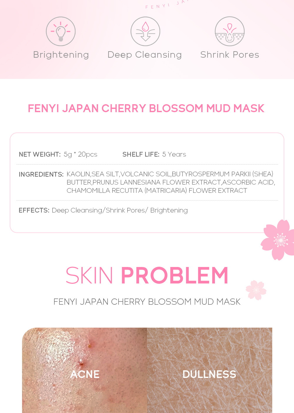 FENYI Cherry Blossom Mud Mask 1 piece 5g Facial Care and Cleansing Mask Skin Care products Cross-border undefined