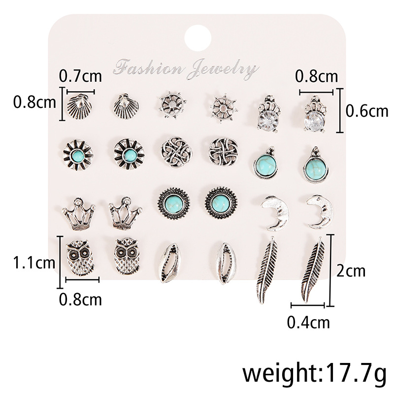 16 Pairs Retro Geometric Alloy Plating Womenu0027S Ear Studs