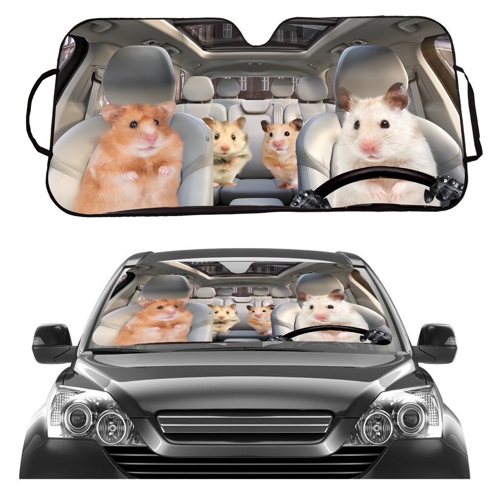 Printed Car Sunshade, Car-Mounted Sun Protection and Heat Insulation Sunblock, Car Interior Accessories