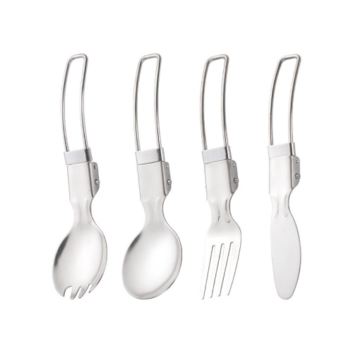 Stainless steel outdoor camping removable tableware, portable travel stainless steel foldable knife, fork, spoon, chopsticks