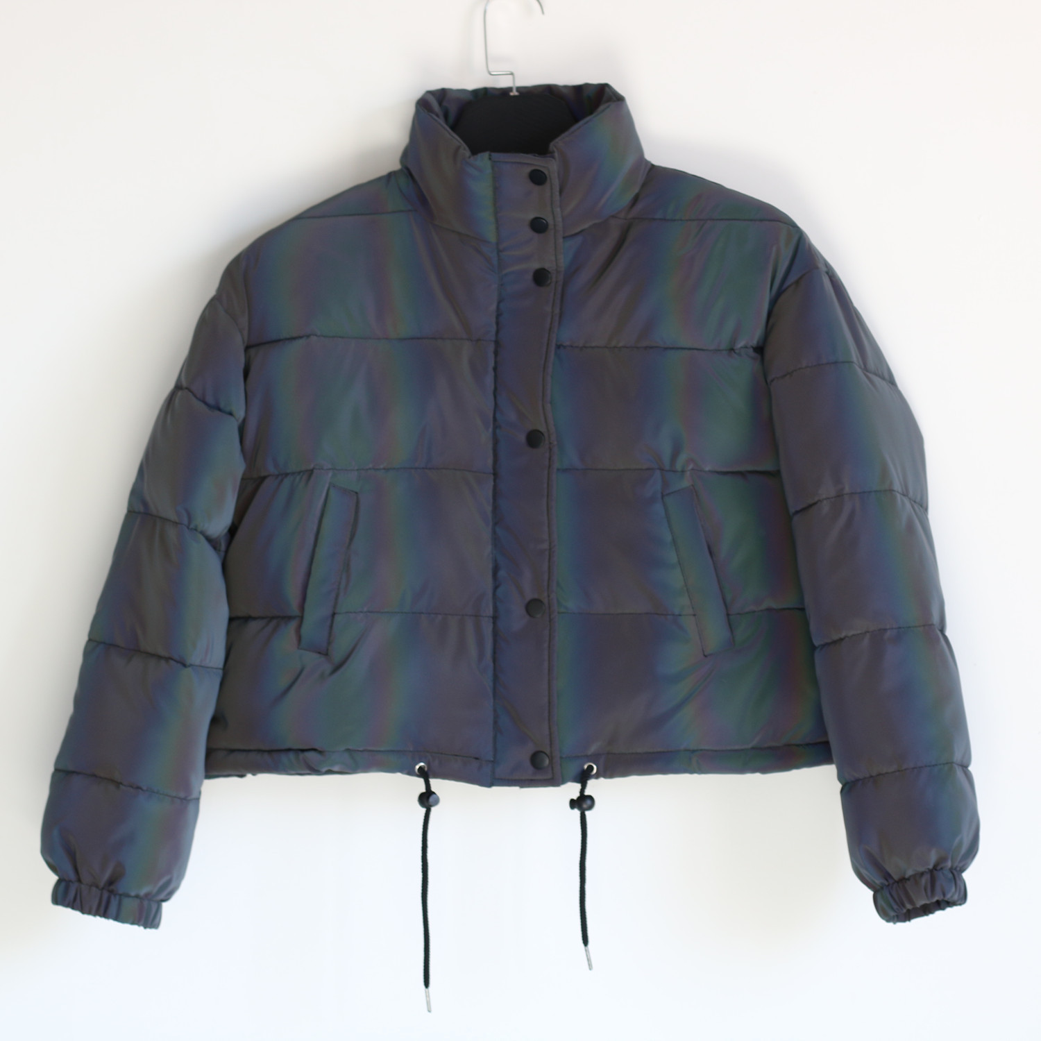 Men's Clothing stand collar reflective cotton coat for women fashion luminous thick cotton coat_voghion.com