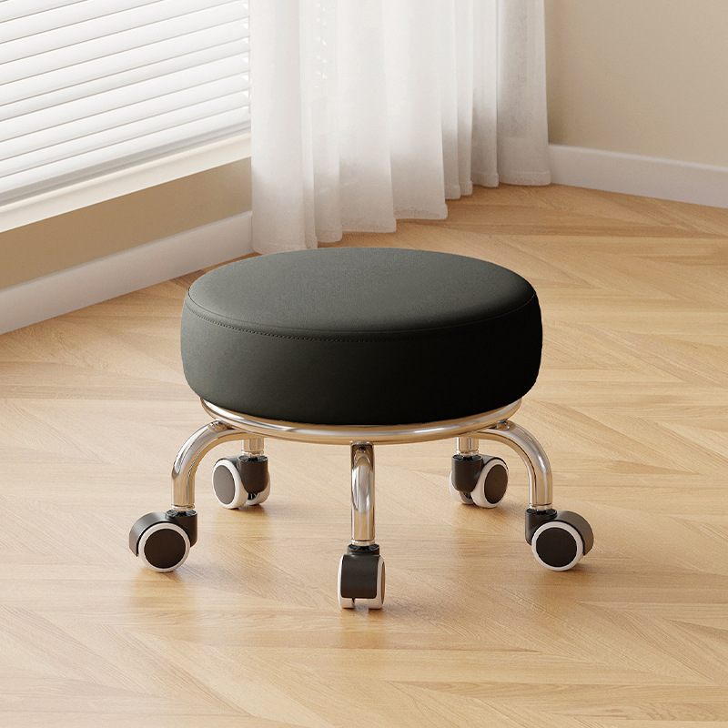 Polia doméstica taburete bajo rueda universal pequeño taburete silencioso rotativo taburete redondo móvil con artefacto moderno y simple