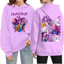 卡通女团周边时尚男女童宽松连帽衫跨境秋冬抓绒卫衣休闲中大童