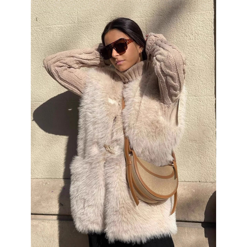 Manufacturer's In-Stock Foreign Trade Women's Clothing Wholesale 2025 New European and American Style Fashion Faux Fur Warm Vest Gilet Manufacturer's In-Stock Foreign Trade Women's Clothing Wholesale 2025 New European and American Style Fashion Faux Fur Warm Vest Gilet