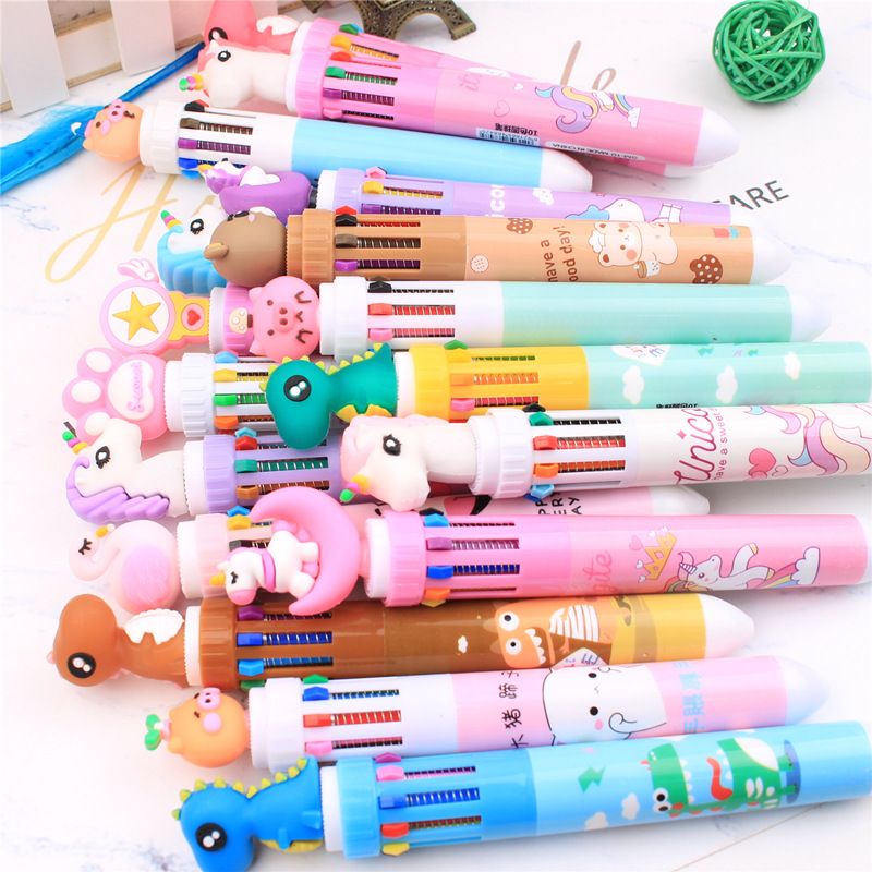 揚彩文具可愛創意十色筆卡通圓珠筆小學生學習用品禮品 廠家批發