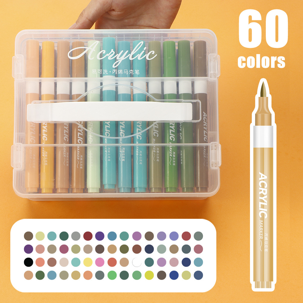 Caja de acrílico marcador de acrílico conjunto de cabeza suave pintura de los estudiantes puede plegar color fácil de lavar acuarela para niños al por mayor