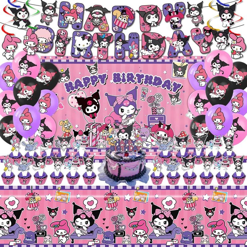 草莓主题生日快乐派对装饰套装生日拉旗蛋糕插旗螺旋派对用品装饰|undefined