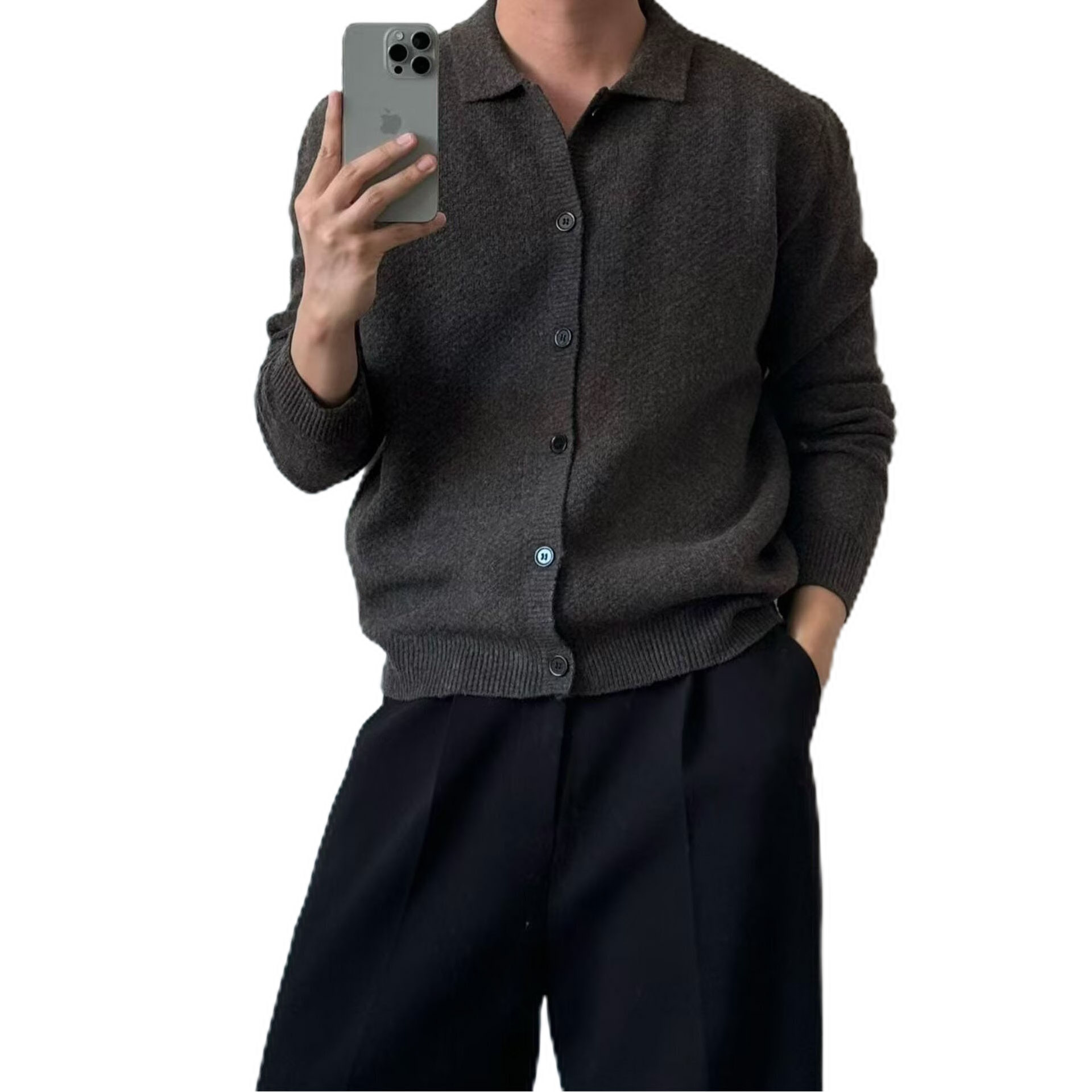 Explosiones transfronterizas de tamaño grande europeo polo camiseta con solapa camiseta de punto suéter hombre viejo dinero cardigán chaqueta fábrica al por mayor