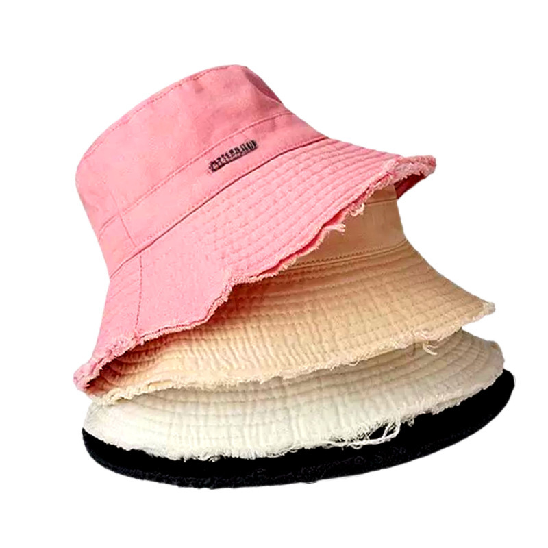 Cross-border Japanese series rough solid color cotton fisherman hat women's colorful sunshade hat travel shopping sunshade Panama hat