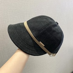 秋冬季灯芯绒鸭舌帽女可挂口罩宽帽檐显脸小渔夫帽休闲百搭可折叠