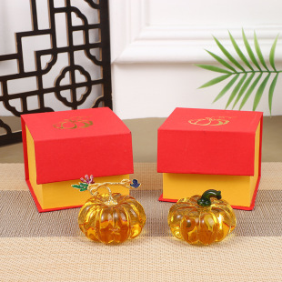 Crystal Pumpkin Glazed Fruit Ornament Home Desktop Counter Photography Photo Props Birthday Gift White Crystal