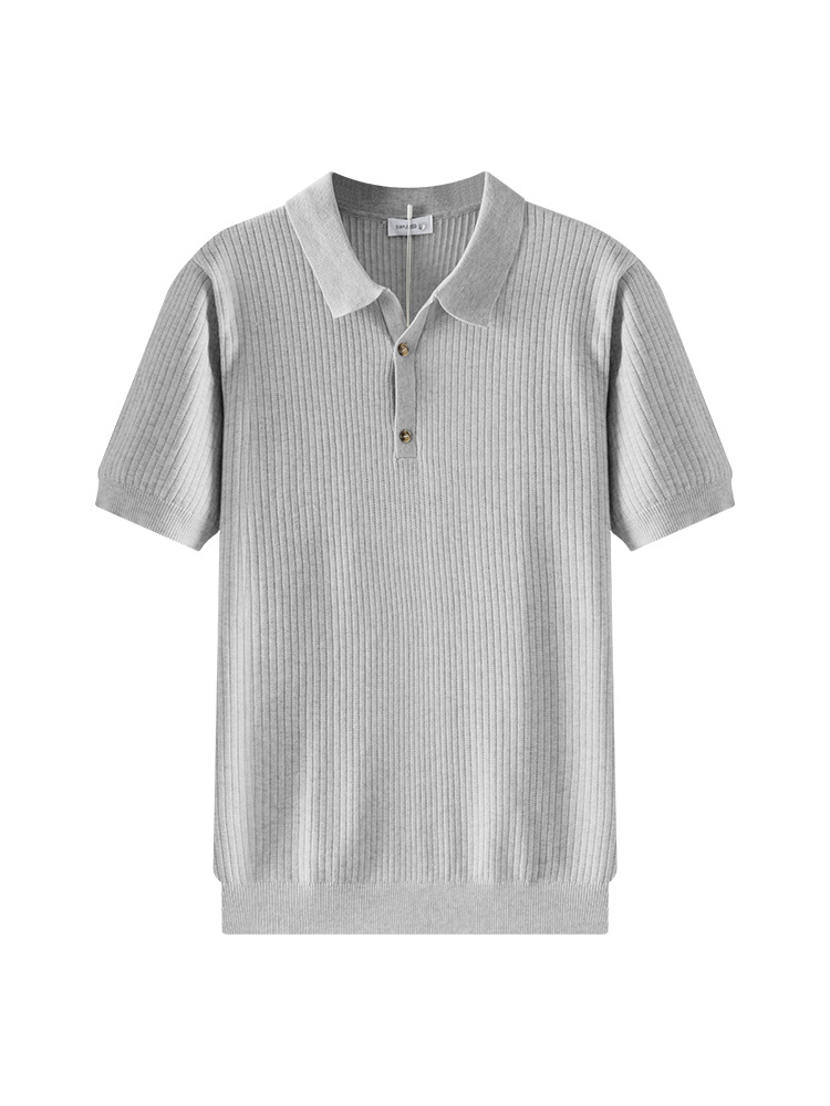 Cross-border exclusivo para 2026 hombres de verano de hielo de punto polo camiseta de manga corta camiseta de negocios de estilo europeo y americano