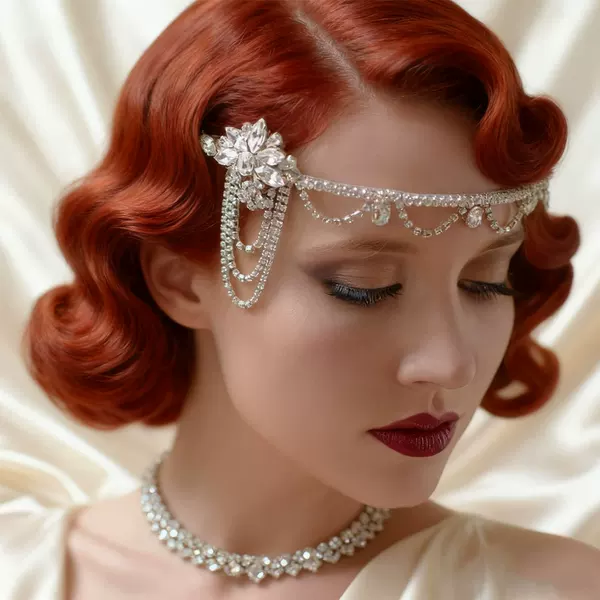 Bridal European and American Style Exaggerated Headpiece Hairband with Tassels and Rhinestones, High-End Wedding Crystal Rhinestone Tassel Headband