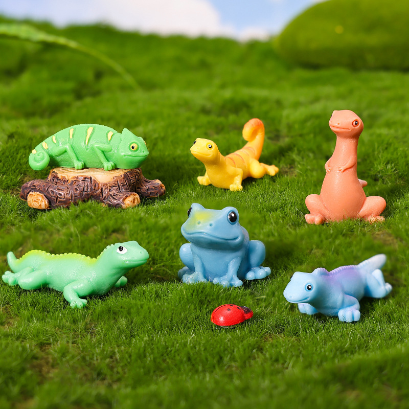 Micro-Landscape Ornaments Artificial Lizard Frog Gardening Landscaping Car Accessories Resin DIY Craft Decorative Small Ornaments