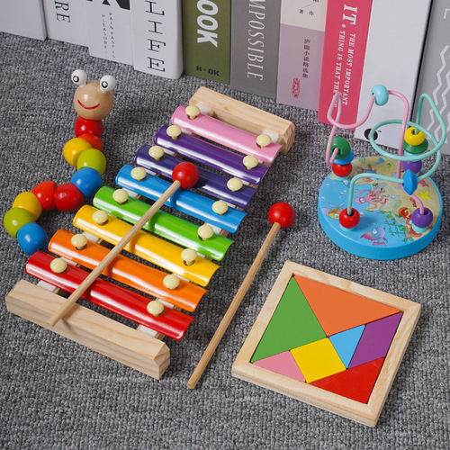 Eight-note hand-knocking piano, infant and early childhood education musical instrument, music enlightenment, hand-brain coordination and interactive wooden toy, Children's Day gift