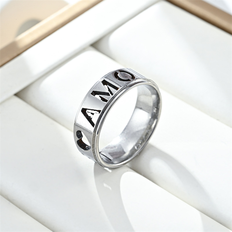 13g Weight Zircon Inlay Material Rings Classification 12, 6 Ring Size 1 Piece Quantity Daily Occasion 304 Stainless Steel Material Letter, Electrocardiogram Pattern All Seasons Season Unisex Gender Polishing Design Elegant, Simple Style Style Elegant Simple Style Letter Electrocardiogram 304 Stainless Steel Polishing Zircon Unisex Rings Men Band Rings 9
