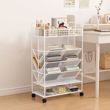 学生课桌小书架落地移动带轮置物架书本收纳桌边多层简易家用书柜
