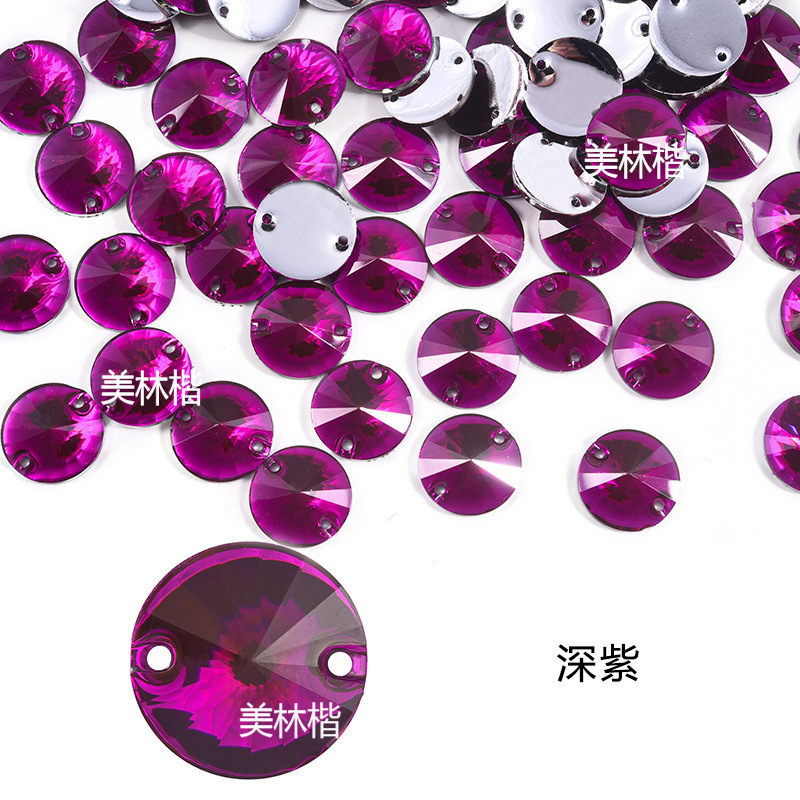 圆卫星树脂手缝钻 平扣双孔平底钻DIY服装鞋帽饰品配件手缝钻批发|undefined
