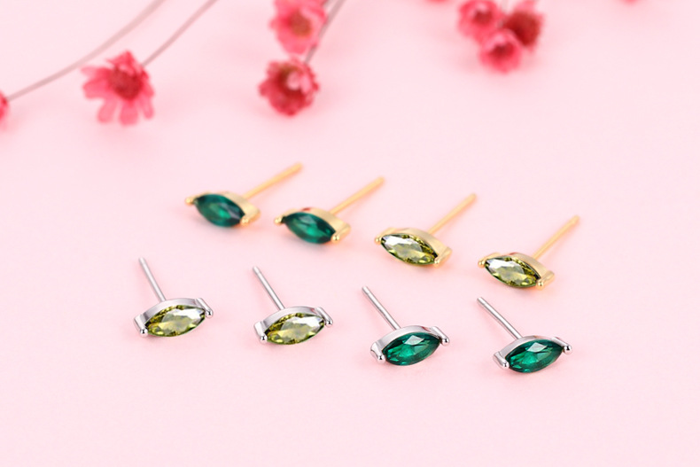 Ear Studs Classification 1 Pair Quantity 1 Pair 925 Sterling Silver Oval Zircon Ear Studs