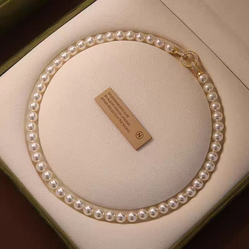 6mm 화이트 펄 골드 버클 43cm