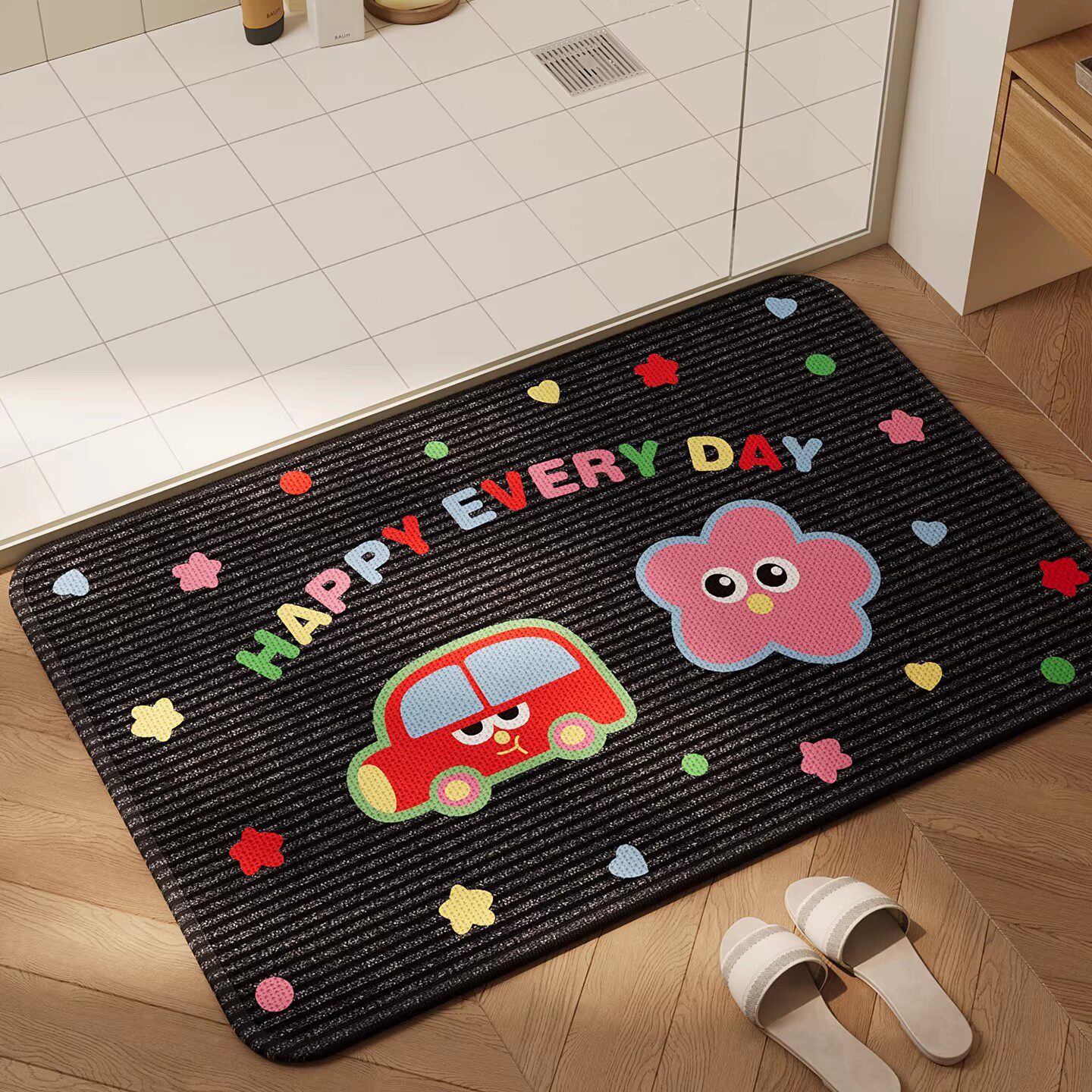 Cartoon Dachshund Dog Bathroom Floor Mat, Toilet Non-Slip Mat, Bathroom Water-Absorbent Anti-Splash Carpet, Sari Hemp Floor Mat
