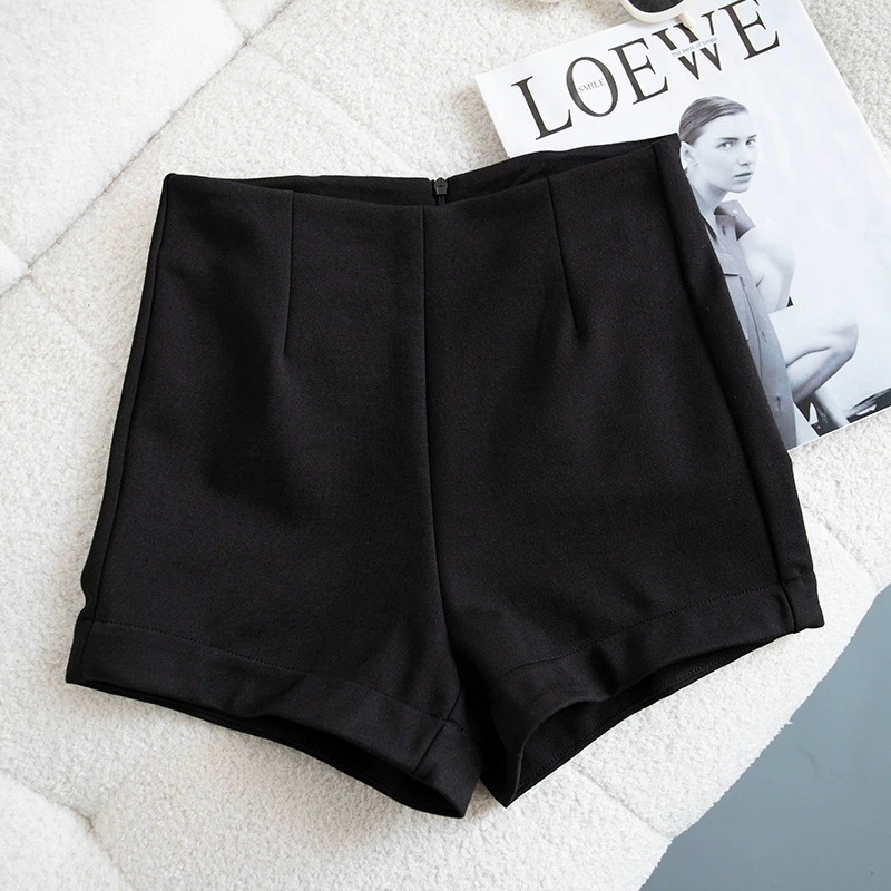 Черные женские шорты-костюм с высокой талией, новая модель весна 2026, для миниатюрных женщин, с эффектом подтяжки бедер, утягивающие, три четверти длины, верхняя одежда, шорты-хит.