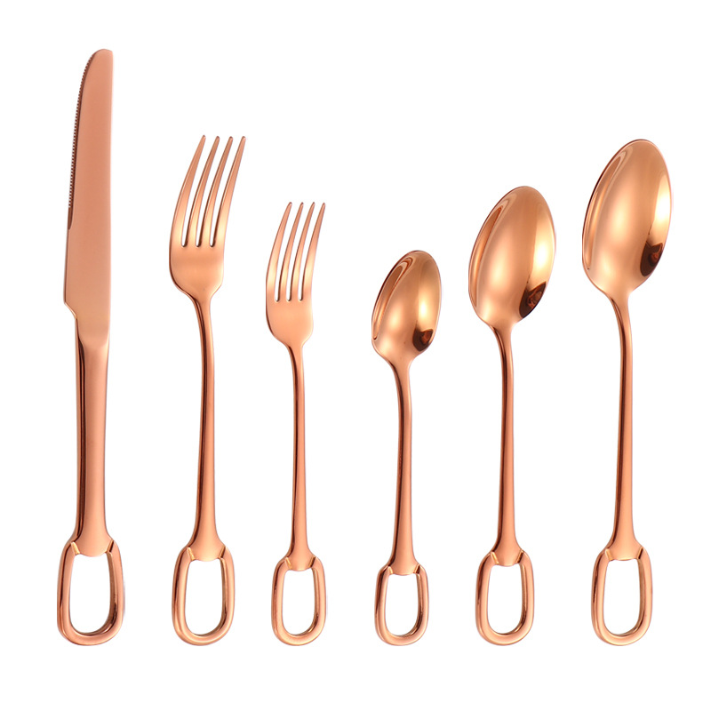 304 cubiertos de acero inoxidable cuchillo y tenedor cucharas de bucle creativo cuchillo y tenedor de filete occidental cucharas de postre set de tenedor