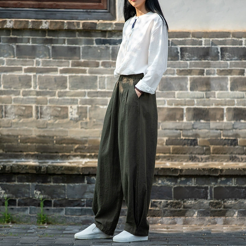 Casual Spring Trousers, cotton-linen blend, loose fit, mid-rise, multi-color sizes S–L