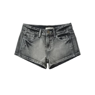 Ретро джинсовые шорты для подростков, оттенок wash gray, подчёркивают бёдра, американский стиль, летние