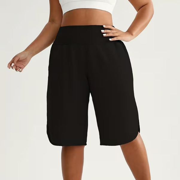 Plus-Size Women's High-Waisted Wide-Leg Shorts, Comfortable Casual Sports Shorts