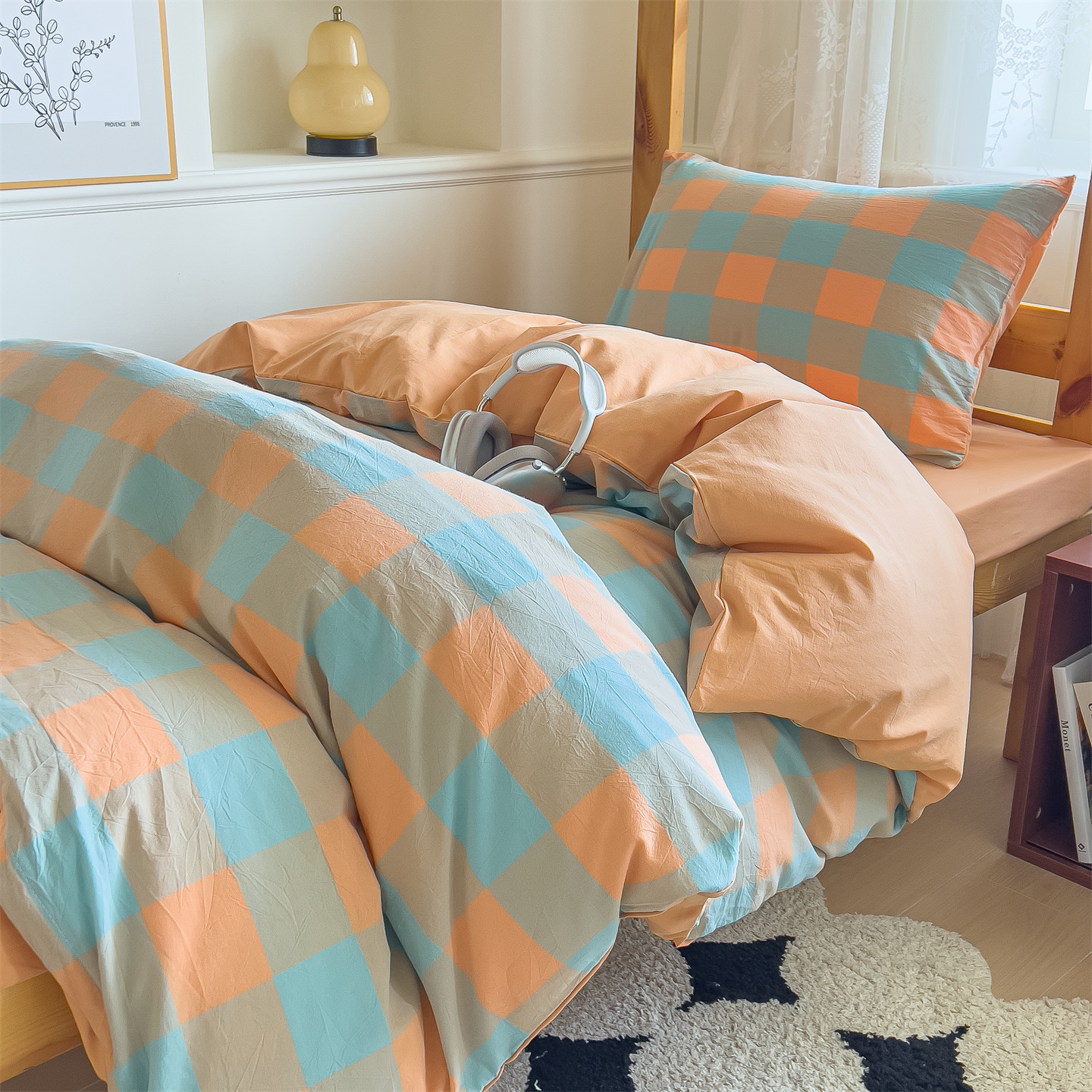 Juego de cama de dormitorio de estudiantes de tres piezas de algodón puro 2025 nuevas sábanas de cuatro piezas fundas de edredón