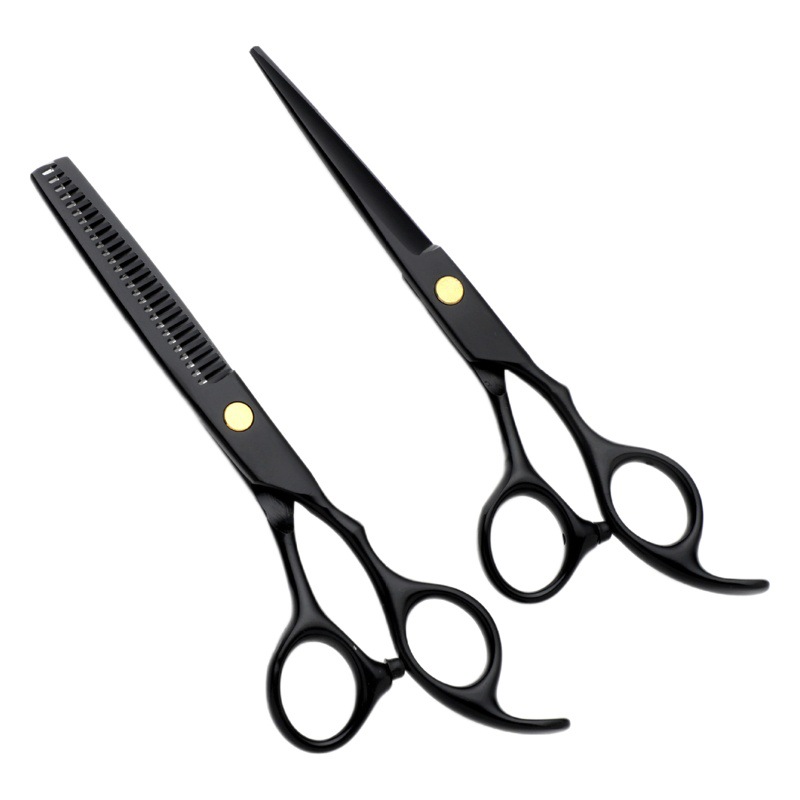 Tijeras de peluquería al por mayor del fabricante, juego de peluquería de 12 piezas de acero inoxidable, dientes planos profesionales para cortar y adelgazar flequillo