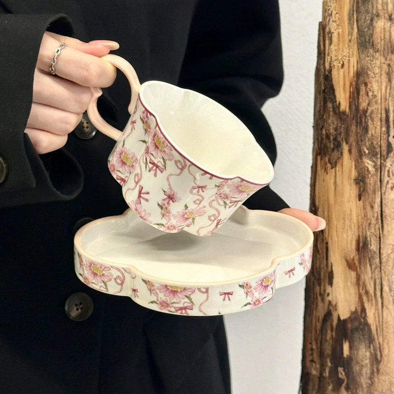 Retro coffee high-end sophisticated set with bow, Birthday gift