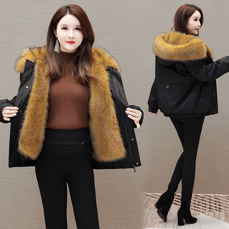 Pikeo women's new winter over-the-knee long leather jacket, thickened and detachable, with integrated fox fur lining