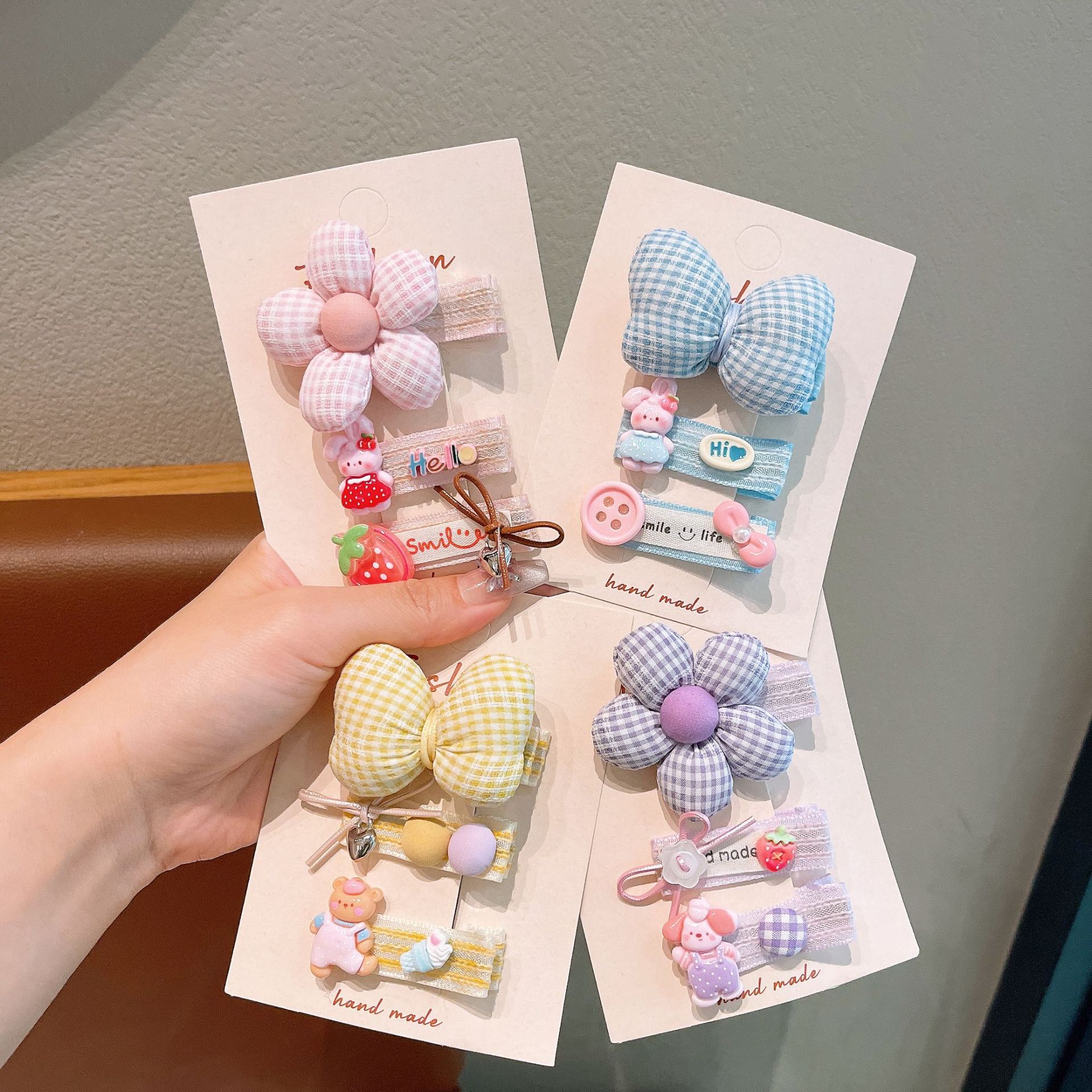 Tejido coreano cuadricado niños flores brocas para el cabello arco brocas para el cabello bebé brocas para el cabello de niñas brocas