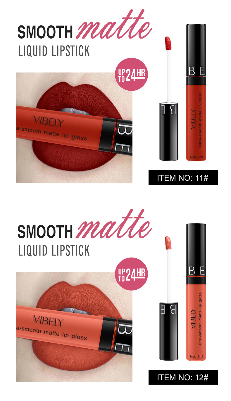 VIBELY Cross-border Makeup Amazon matte non-stick cup lip gloss Non-fading long-lasting liquid Lipstick Export version undefined