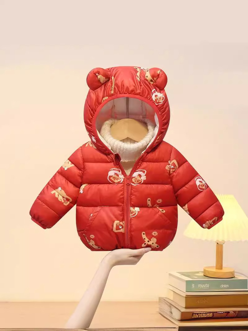 Boys And Girls Baby Red Tiger Annual Dress Plus Down Jacket