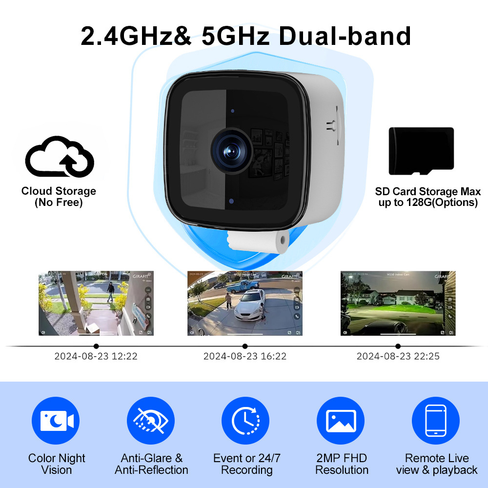 跨境 家用高清摄像头无线360度室内外手机远程窗户监控器摄像机