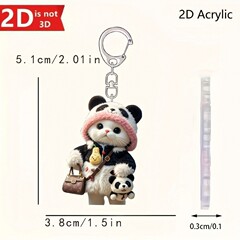 服を着た猫とパンダの人形のバックパックのキー装飾と毎日の装飾品を備えた 2D アクリルキーホルダー