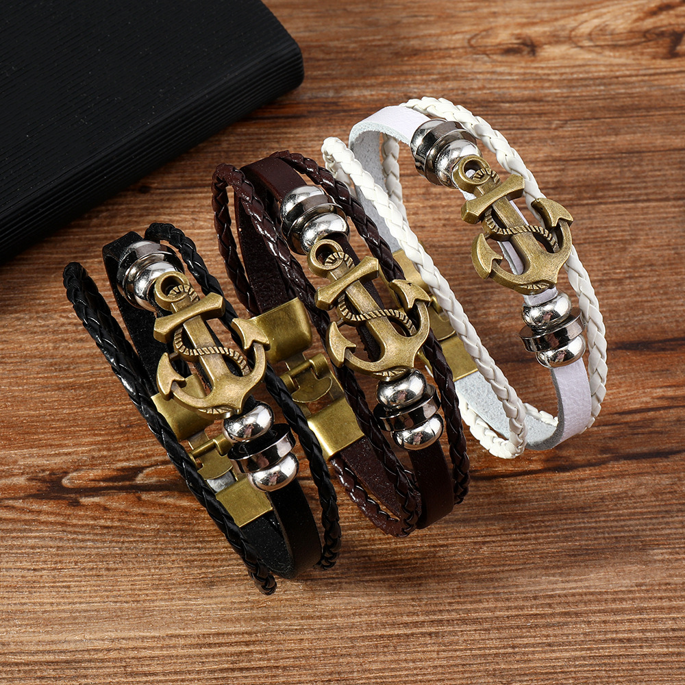 20g Weight Bracelets Classification Alloy Chain Material 1 Piece Quantity Street Occasion Alloy, Leather Material Geometric Pattern Men's Gender Retro Style Retro Geometric Alloy Leather Men's Bracelets Men Cord & Leather Bracelets 无