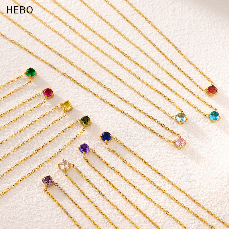 6g Weight 304 Stainless Steel Pendant Material Birthstone Inlay Material Pendant Necklace Classification 304 Stainless Steel Chain Material cable chain Chain Type 1 Piece Quantity Daily Occasion 304 Stainless Steel Material Geometric Pattern All Seasons Season Women's Gender Basic, Simple Style Style Wholesale Jewelry Basic Simple Style Geometric 304 Stainless Steel Birthstone Pendant Necklace Cable Chain 2