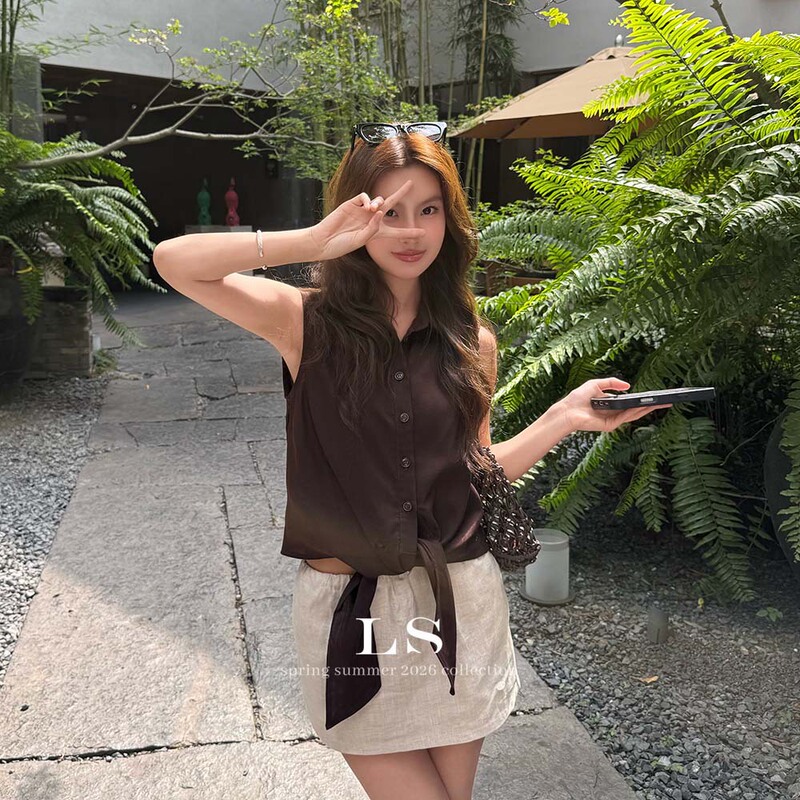 [Ls New Brand] Black Label Minimalist Big Brand Summer New Simple Fashion Solid Color Casual Top 30650 #