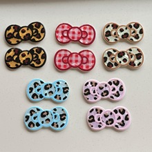 新款秋冬豹纹蝴蝶结亚克力配件diy头饰发夹手机壳装饰鞋花辅料